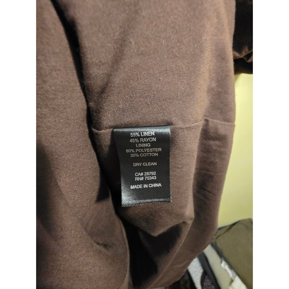 House of Harlow 1960 Brown Linen Puff Sleeve Scalloped Mini Dress Size 8 - Picture 3 of 6